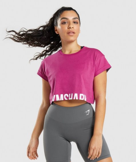 Przycięte Topy Gymshark Fraction Damskie Fuksja | PL 456SDN